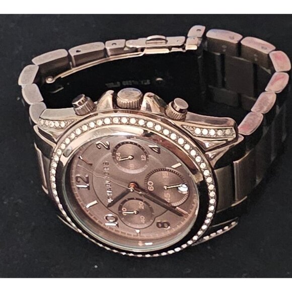 Michael Kors Blair MK5493 Rose Gold Womens Chronograph Watch Glitz Bezel Working - Picture 2 of 7